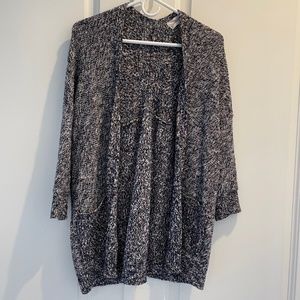 Oversized Women’s Cardigan in Navy/White/Burgundy Variegated Knit